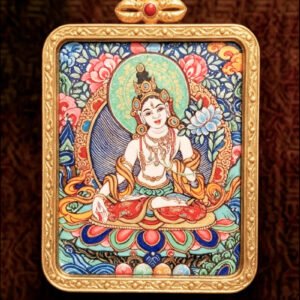 White Tara Thangka Pendant | Seven-Eyed Longevity Buddha Mother |Dharma Protector-themed