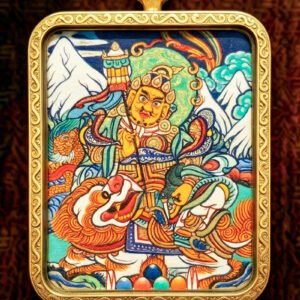 Vaishravana Wealth King Thangka Pendant / God of Wealth & Fortune / Dharma Protector-themed